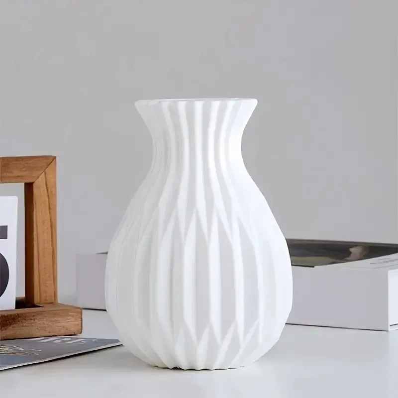 1pcs Nordic Flower Vase Imitation Ceramic Plastic Flower Vase Living Room Desktop Decoration Wedding Centerpiece Arrangement 3
