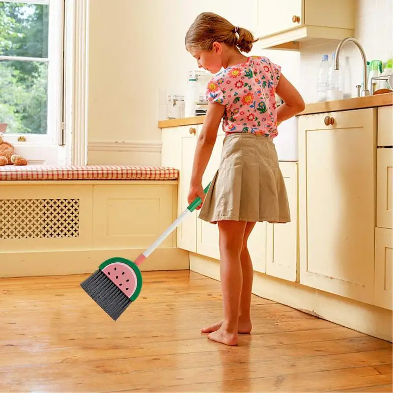 Small Broom With Dustpan Combo Set Fruit Design Broom Little Housekeeping Helper Set House Cleaning Tools For Boys And Girls 2