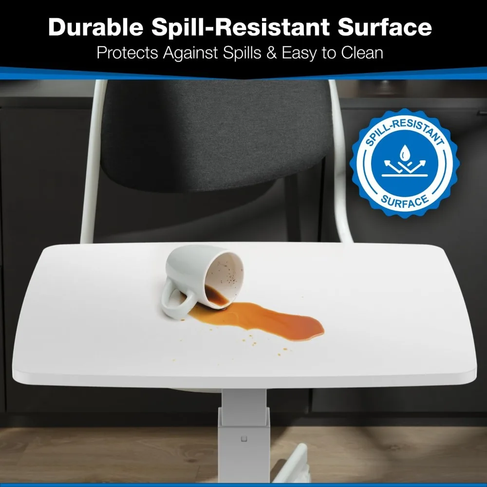 adjustable height rolling laptop desk, 29.6"-44.2" range, mobile workstation with 23.6" x 20.5" surface, compact standing desk s