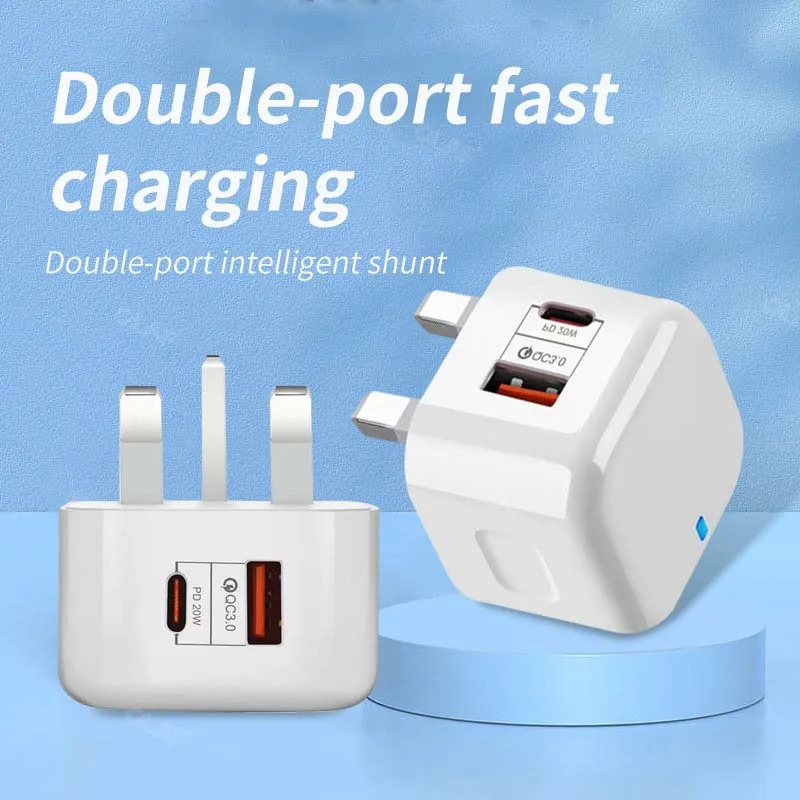 Фото PD20W USB зарядное устройство Быстрая зарядка QC 3,0 настенное зарядное устройство для iPhone 14 13 Samsung Xiaomi Mobile 2 порта EU US UK вилка адаптер для путешествий №2