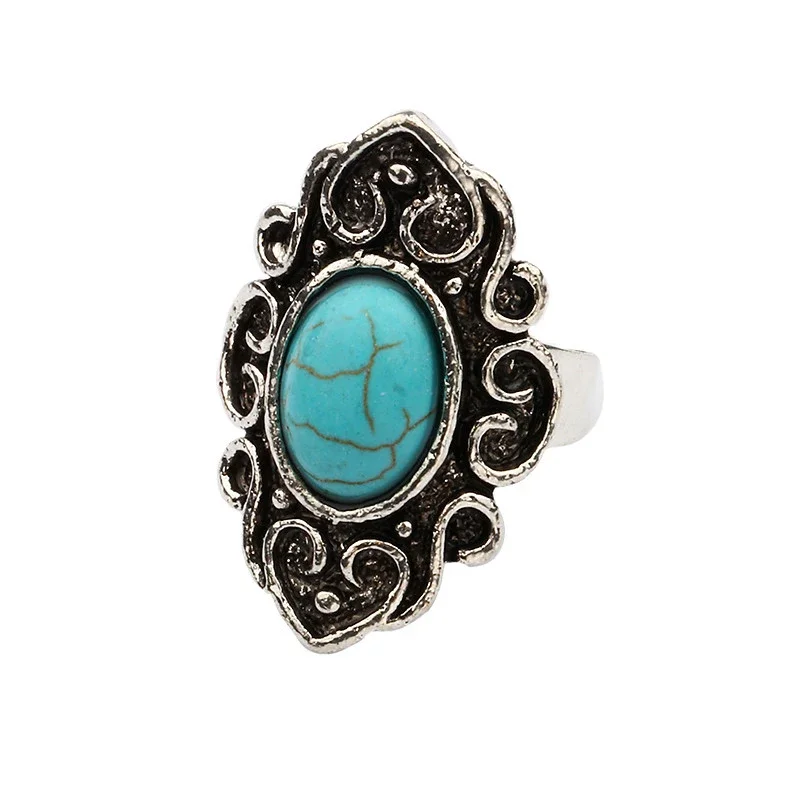 VIVILADY-anillo personalizado Retro para mujer, joyería con piedras azules naturales, libélula, estrella de mar, mariposa, pez, flores, perlas