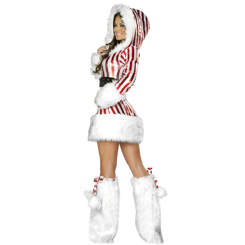 Women s Christmas Sweater Dress Set Long Sleeve Reindeer Print Knit Dress Belt Leg Warmers Santa Hat