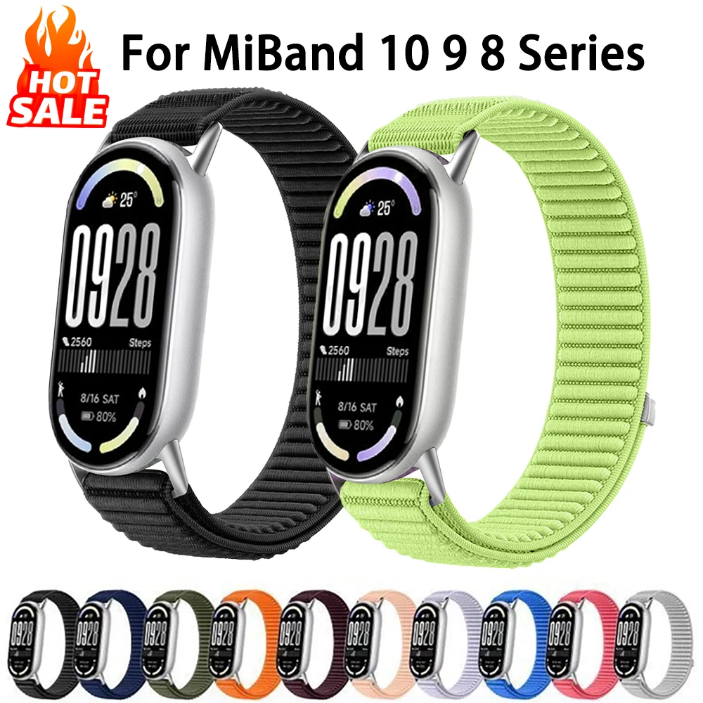 Nylon-Schlaufenarmbänder für Xiaomi Mi Band 11 10 9 8 Sport-Ersatzarmbänder Xiaomi Smart Band 11 10 9 8 NFC-Zubehör