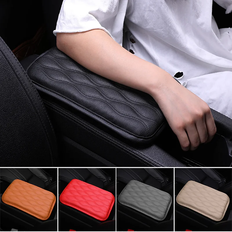 Welle Sticken PU Leder Auto Armlehne Matte Center Konsole Arm Rest Schutz  Kissen Auto Armlehnen Lagerung Box Abdeckung Pad - AliExpress