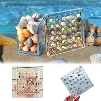 Acrylic Magnetic Seashell Display Box 36/64Grids Circle & Heart Jewelry Display Cases Container With Lid Small 2