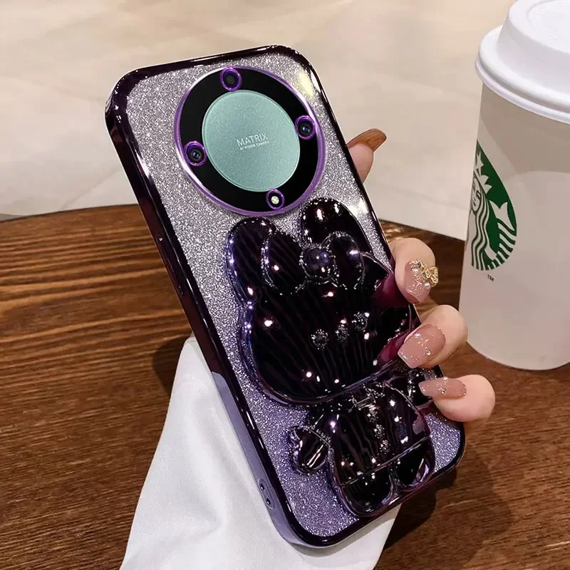 Luxury Glitter Stand Holder Shockproof Case with Rabbit Bracket