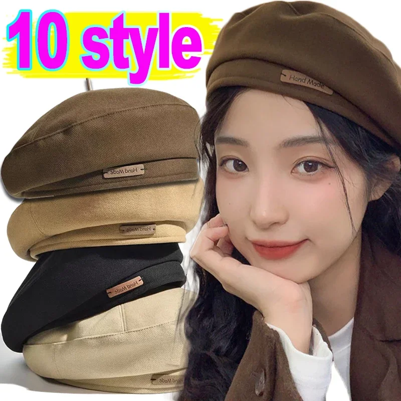 

Winter Vintage Woolen Berets Caps French Artist Bonnet Warm Felt Hats Beret Female Solid Octagonal Hat Autumn Girl Newsboy Cap