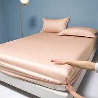 3pcs Set Bamboo Mattress Protector Fitted Sheet with Elastic Band Cooling Bedsheet 1000 Thread Count Anti-slip Mattress Cover 1