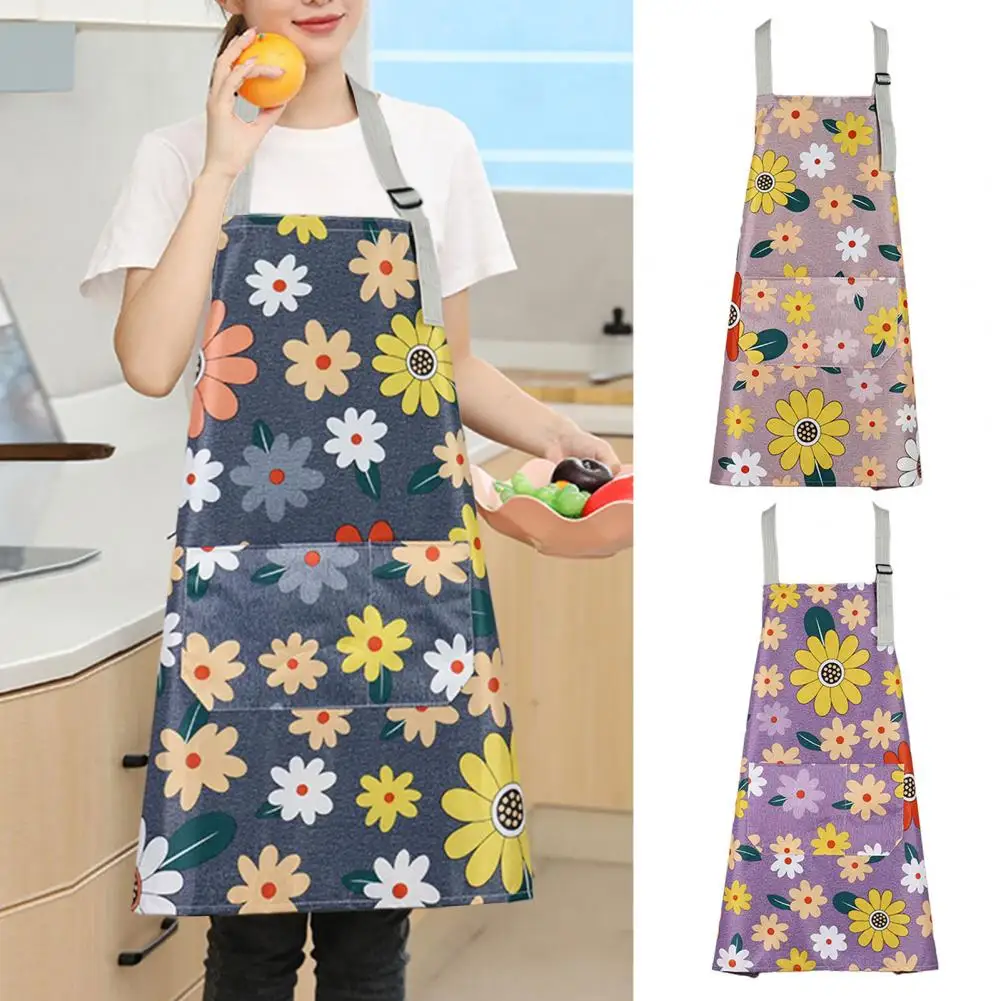 

Durable Fabric Apron Flower Pattern Cooking Apron for Women Adjustable Kitchen Apron for Baking Gardening Stylish for Baking