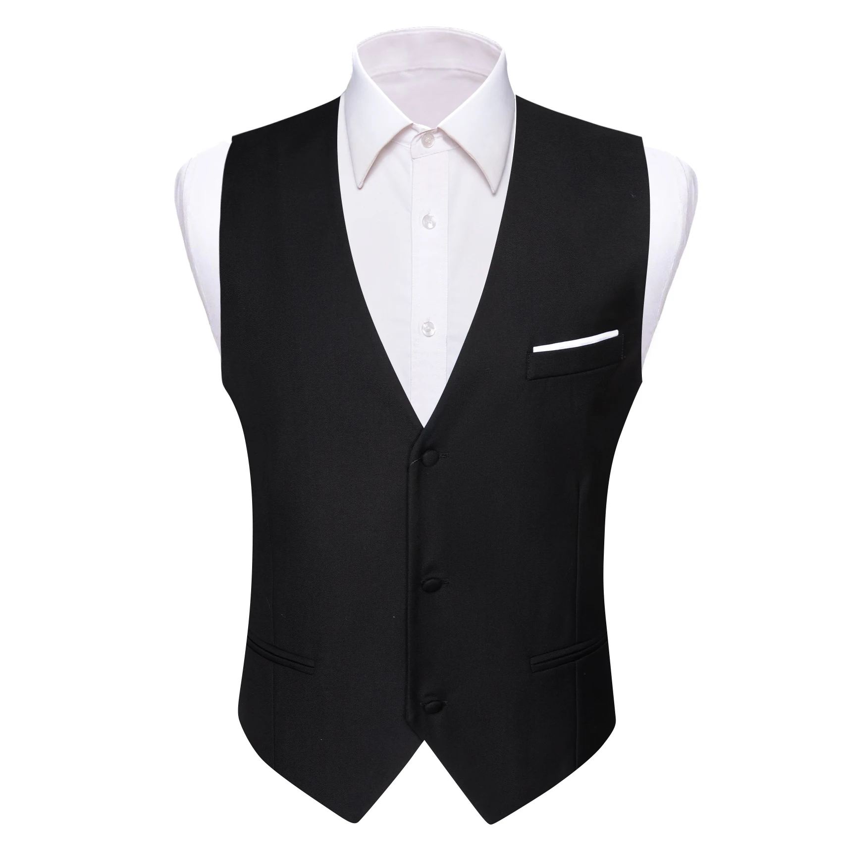 Fashion Black Vest Suit For Men Classic Slim Fit V Neck Waistcoat