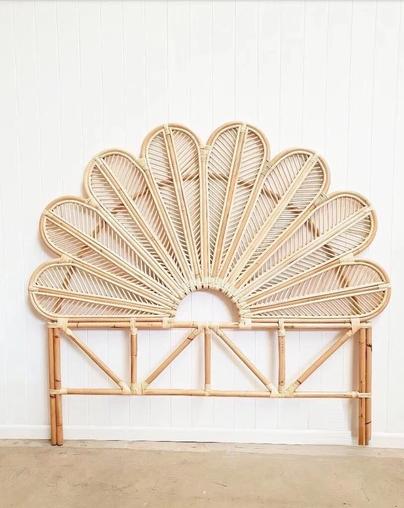 Nordic rattan weave double bed headboard homestay bed hotel back decoration frame designer creative ins princess