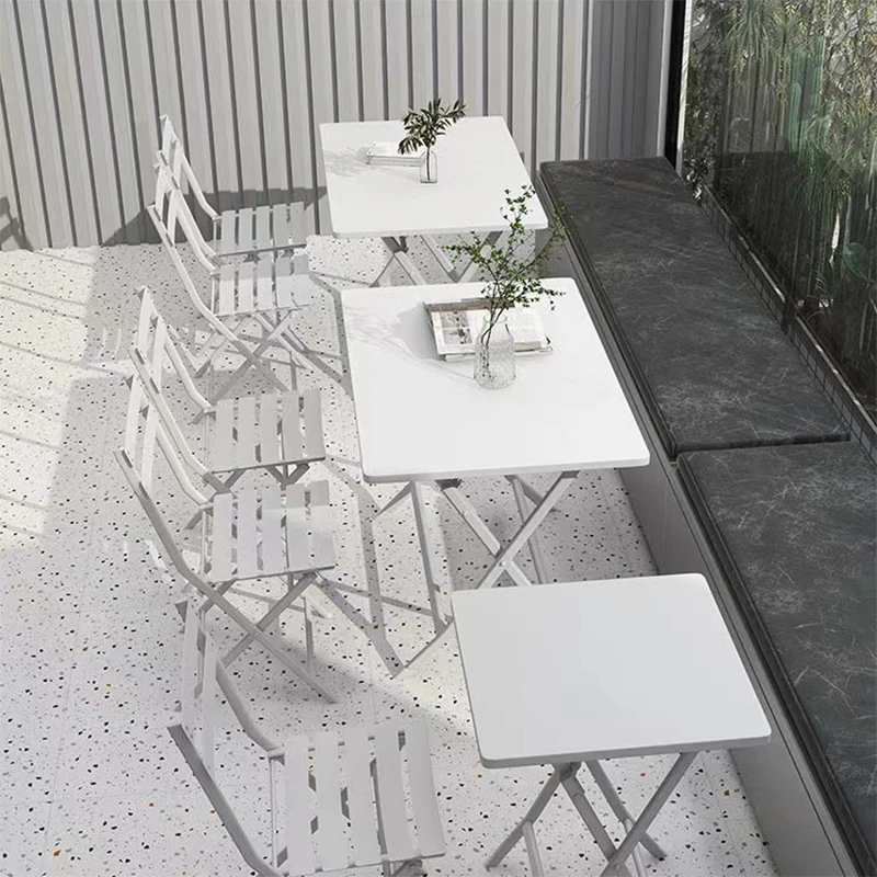 Modern Outdoor Furniture Rustic Set Metal Folding Table Chair Creative Minimalist Style Metal Set for Patio Leisure Coffee Shop