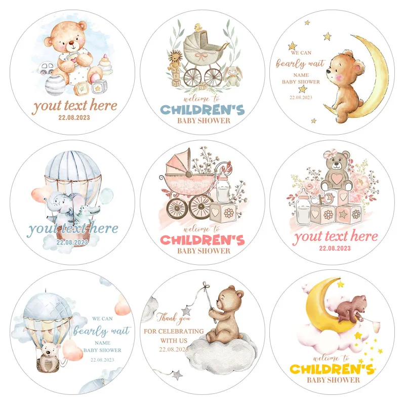 Bear-Moon-Clouds-Stars-Stickers-Custom-Cute-Bear-Sticker-Girl-Boy ...