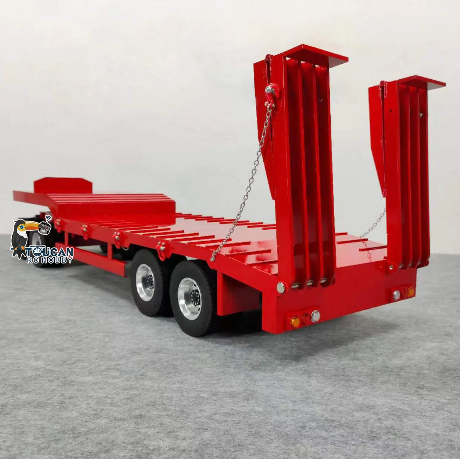 1/14 RC Metal 4 Axles Full Trailer Tail-board for Remote Control Tractors Trucks Dumper Cars Model Toy with Battery TH23496 2