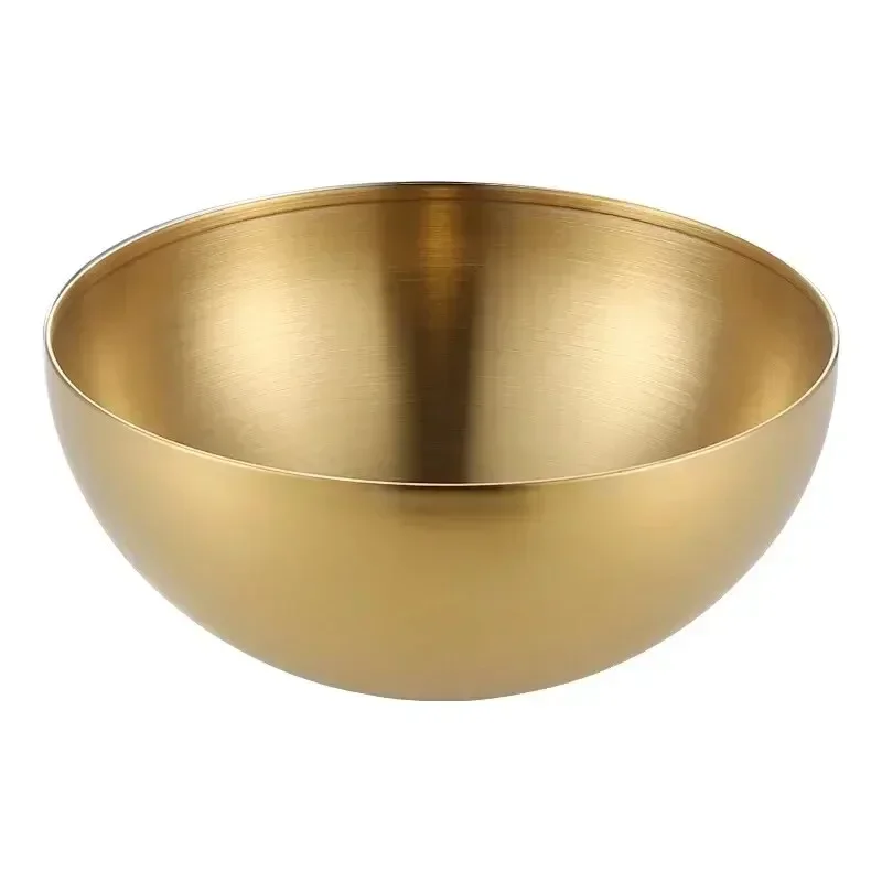 New 20CM Stainless Steel Gold And Silver Salad Bowl Rice Noodles Lamian Noodles Bowl Kitchen Tableware Food Container YING