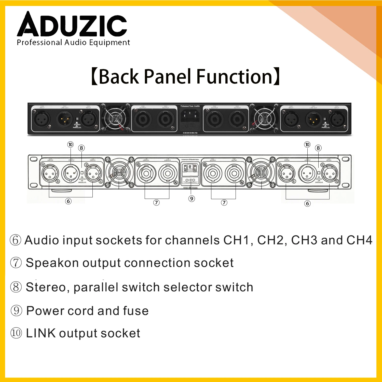 아두지크 G15004 6000W 프로페셔널 4채널 클래스 D 파워 앰프 4x1500W 1U 고출력 디지털 오디오 앰프 (스테이지 라인 어레이용)