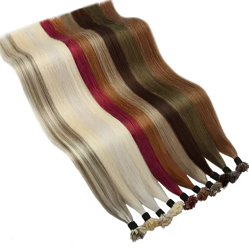 Flat Tip Hair Extensions Straight Real Hair Extensions 18-30 inch Capsules Keratin Ombre Blonde Colored Natural Human