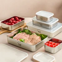 Boîte de conservation alimentaire hermétique pour réfrigérateur en acier inoxydable 304, réutilisable pour fruits, légumes et viandes 2