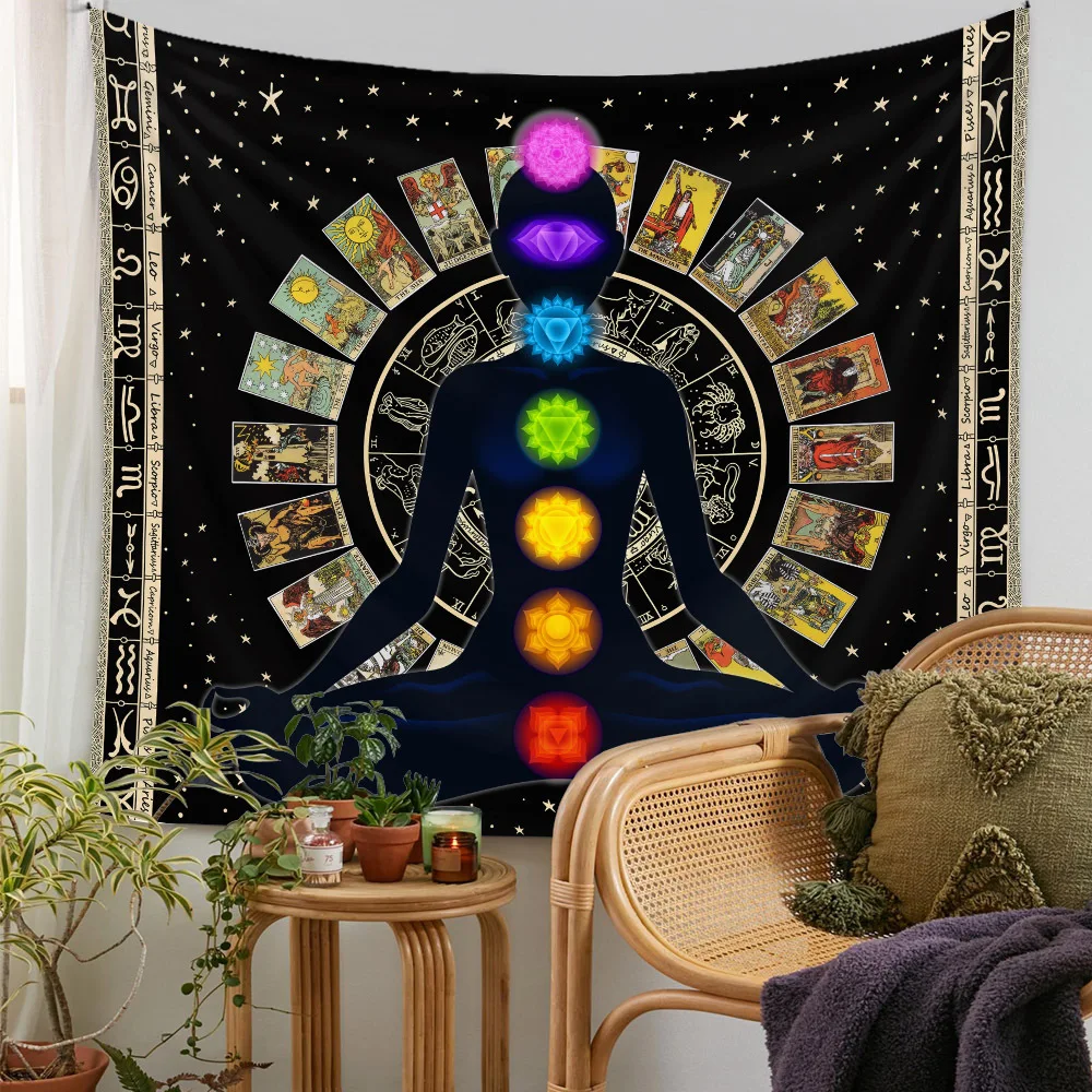 Moon Phase Tapestry Wall Hanging Sun Mandala Celestial Hippie Carp Tapestry Decor