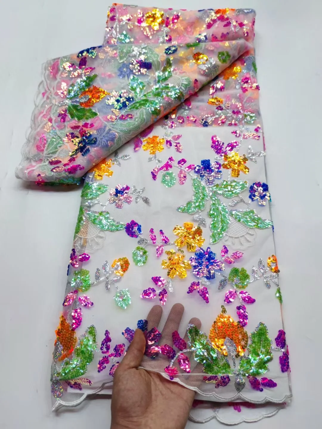 

(5 ярдов/шт.) Красивые цветы с вышивкой, яркие французские сетчатые кружева для вечернего платья FYY136