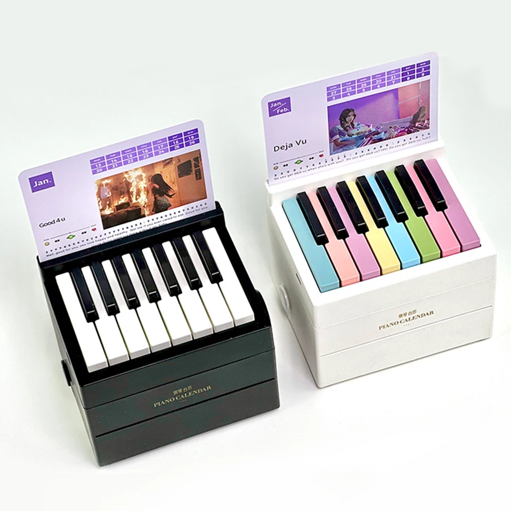 Singer Piano Calendar Music Sheets Toy Desktop Peripheral Ornaments with 27 Music Calendar Cards 26 Songs Gift for Fans