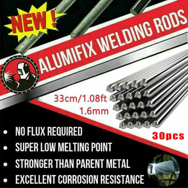 

Durable Practical Wire Aluminum Welding Solution Flux-Cored Rods Silver 30PCS 33cm/1.08ft 380℃~400℃ Accessories