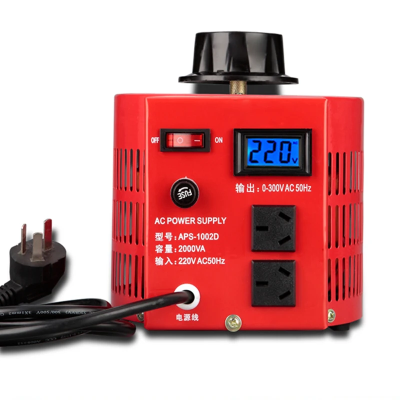 Convertitore Del Trasformatore Del Regolatore Di Tensione Ca Del Trasformatore Variabile Variac 2Kva Bobina Di Rame Incorporata Per L'Alimentazione El