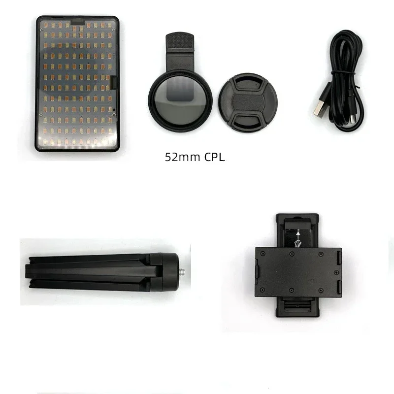 120 LED Reduce Reflected Fill Light Of Tattoos With 52mm Cpl For Cellphone Lens Circular Polarizing Filter Compatible Any Phone 4