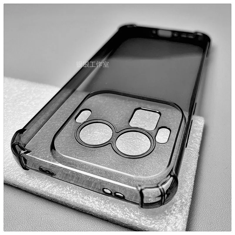 Luxury Transparent Silicone Soft Back Cover with Square Camera Design - Protective Case and Bumper Shell
