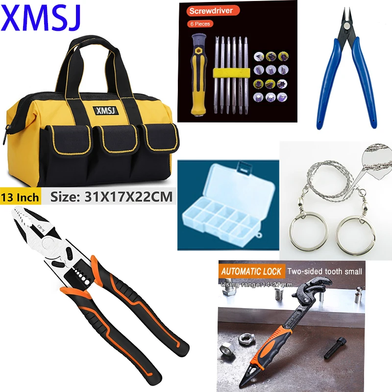 plumbers tool bag Universal Hand Tool Sets Electrician Bag Wire Pliers Cable Cut Side Snips Flush Machine Multi Functional Tools Electrical Bag electrician tool bag Tool Storage Items