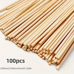 100Pcs Round Wooden Craft Sticks for DIY Projects and Woodworking (100mm 3mm)