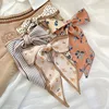 4pcs Silk Feel Skinny Silk Scarf Hair Band Women Spring Hair Hand Bag Wrist Bandana Foulard Ribbon Scarves Hair Accessories 2