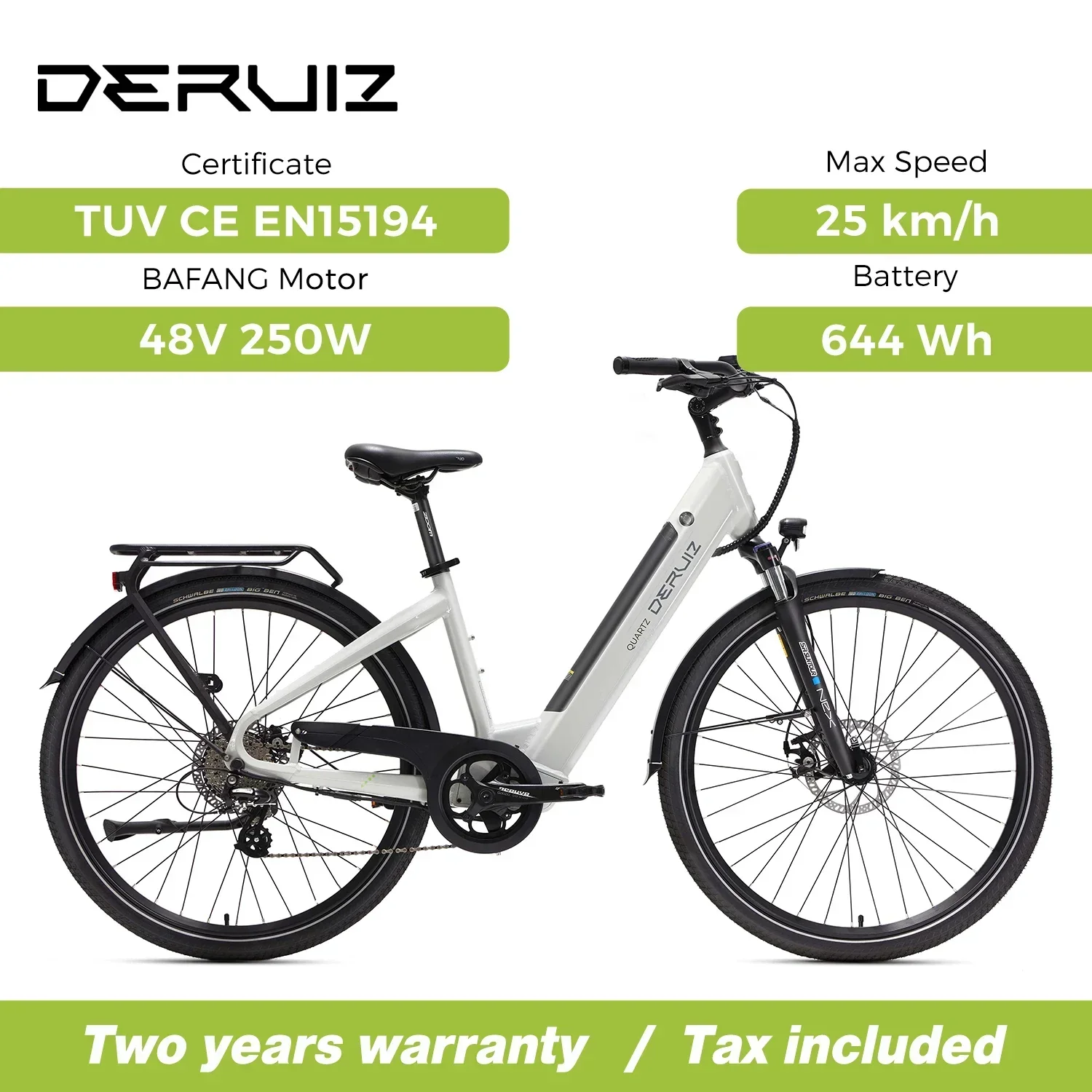 2024 New Electric Bike Bafang 48V 250W Motor DERUIZ Electric Bike