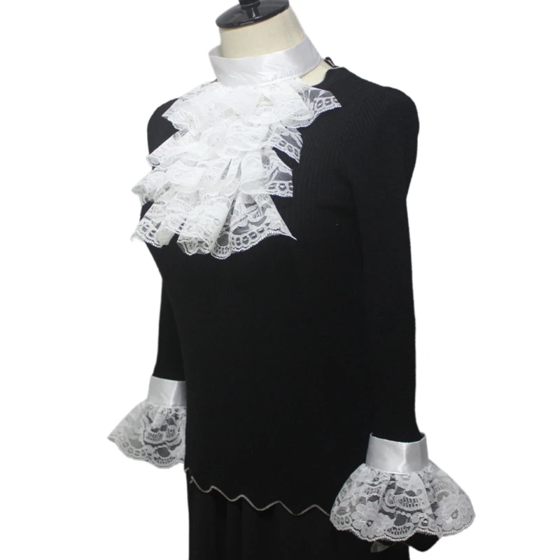 Wrist Cuffs Victorian Detachable Jabots Collar Ruffled Yarn Jabots Neck Collar Adults Stage Party Victorian Ornaments fake collar detachable collar shawl