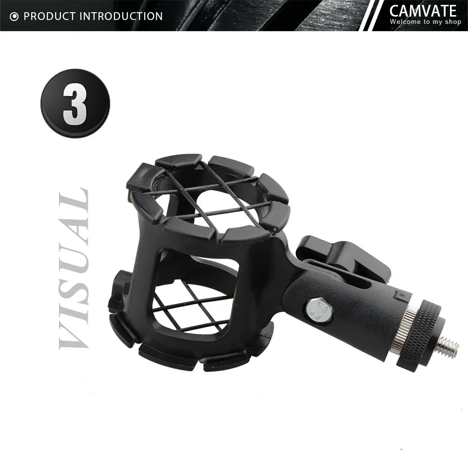 On-Camera Microphone Holder Bracket Clamp With 1/4" Thread Screw For DSLR Camera