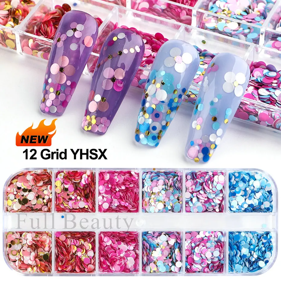 Nail Glitter Sequins Holo Flakes Nail Art Powder Gel Polish Paillette Manicure Accessories Decorations For LADJ01-12-2