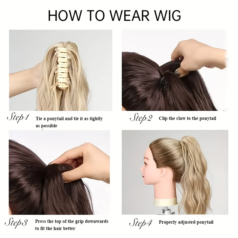 18" claw clip ponytail synthetic wig for women is an optional hair accessory for everyday wear