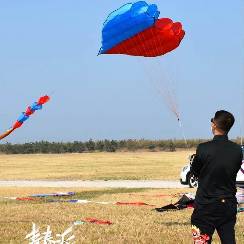 3D 5.5M Red/Blue Heart Shaped Soft Kite 8 Kites with Long Float Tail Beach Kites Easy To Fly and Tear Resistant Storage Bag 2