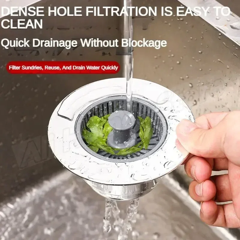 Kitchen Sink Filter 3 in 1 ABS Silver Plated Stopping Blockage