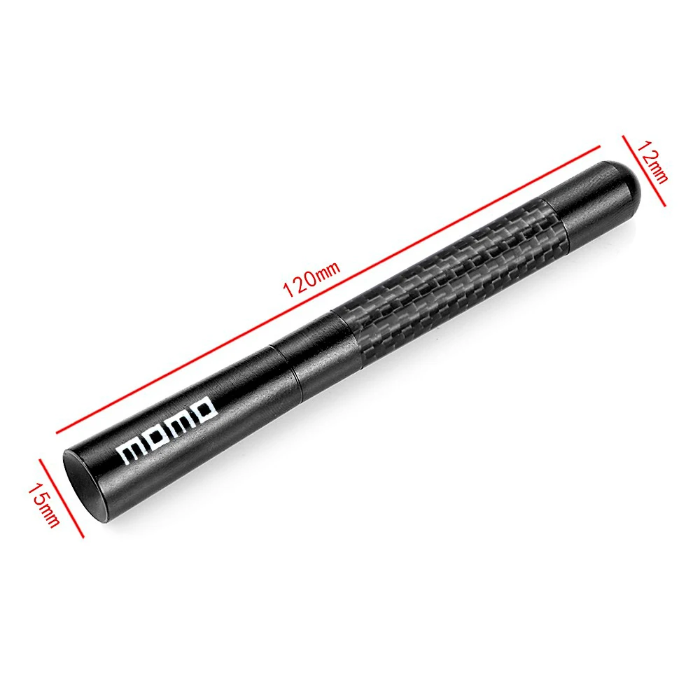 Car Antenna 12cm Momo 4.7inch Carbon Fiber Car Roof AM/FM Radio Aerial Decorative Antenna Universal For Most Vehicle Auto