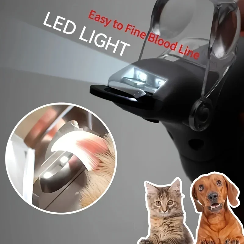 Professional Pet Nail Clipper with Magnifying Glass and LED Light- Safe and Precise Pet Nail Trimming Tool for Dogs Cats
