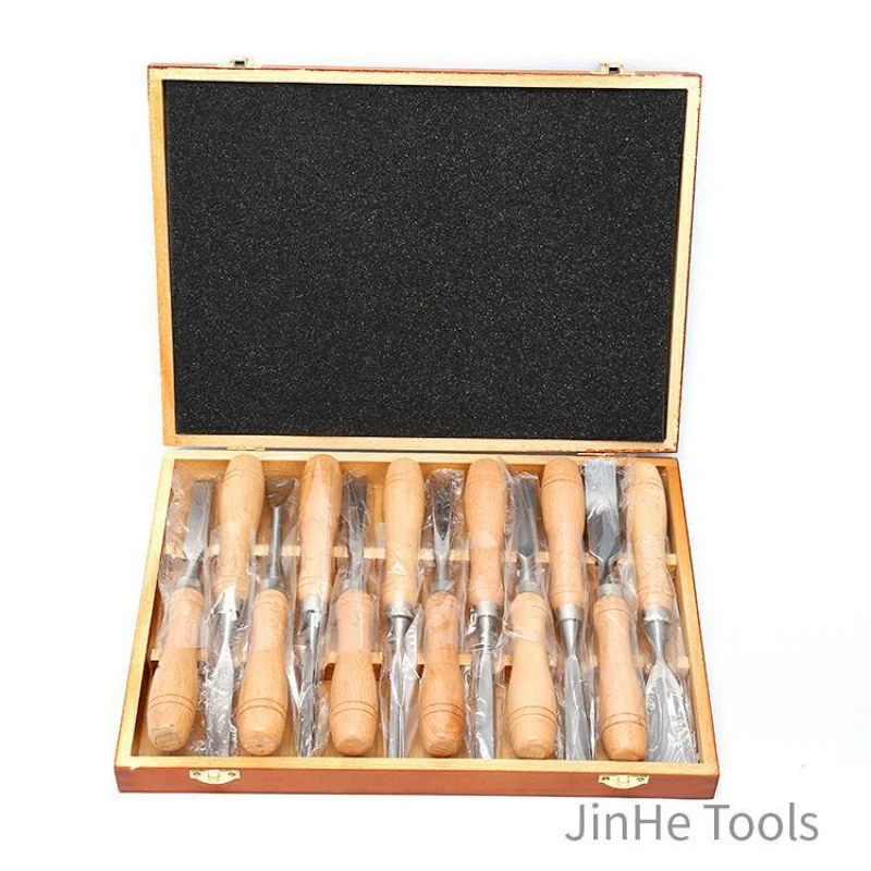 

12-Piece Set of Woodworking Tools Chrome Vanadium Steel Wood Chisel Chisel Wooden Box Set Wood Chisel Graver