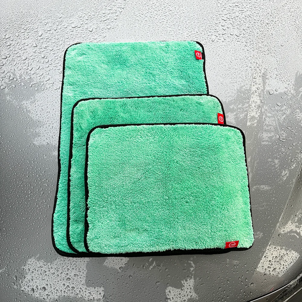 AUTOBRIGHT 40x40CM Microfiber Cleaning Towel Green Wash Towels Extra Soft for Car Cleaning Drying 1200gsm Cloth Car Wash Tools 4