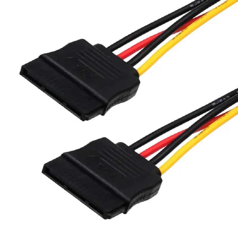 SATA II 하드 디스크 전원 케이블 15핀 SATA 1개의 남성 포트를 2개의 여성 포트로 연결하는 SATA 분배기 케이블 15핀 전원 HDD 고품질 연장 케이블