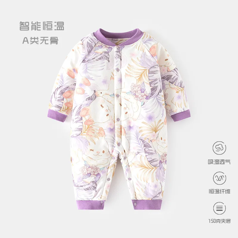 

Baby Cotton-Padded Constant Temperature Jumpsuit Baby Cotton Padded Thickened Autumn and Winter Romper Two-Open Romper Infant Ch