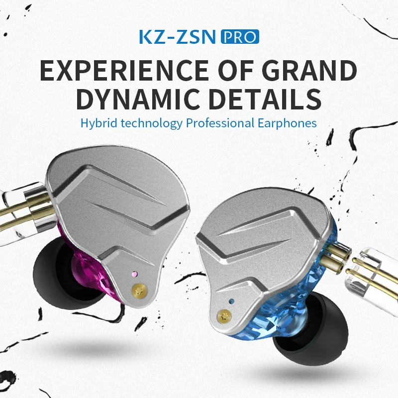 

KZ ZSN PRO 1BA+1DD Hybrid technology HIFI Metal In Ear Earphones Bass Earbud Sport Noise Cancelling Headset ZST X AS10 ZS10 EDX