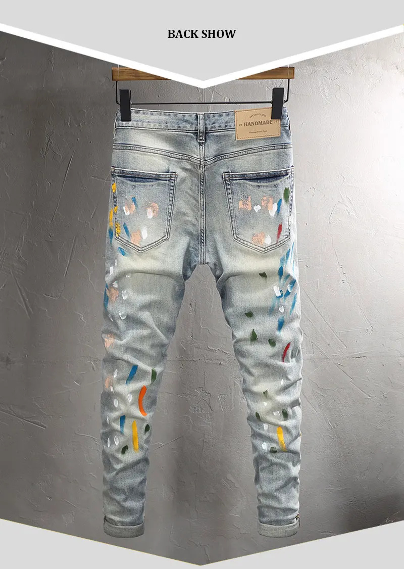 Back view of Drayven Edgewave Slim Fit Jeans showcasing moustache wash and pockets on hanger