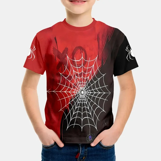 Kids Boy Clothes Spider Man 3D Pattern Summer Crew Neck Short Sleeves Outdoor Streetwear Fashions Sporting Style T Shirt For Boy 6