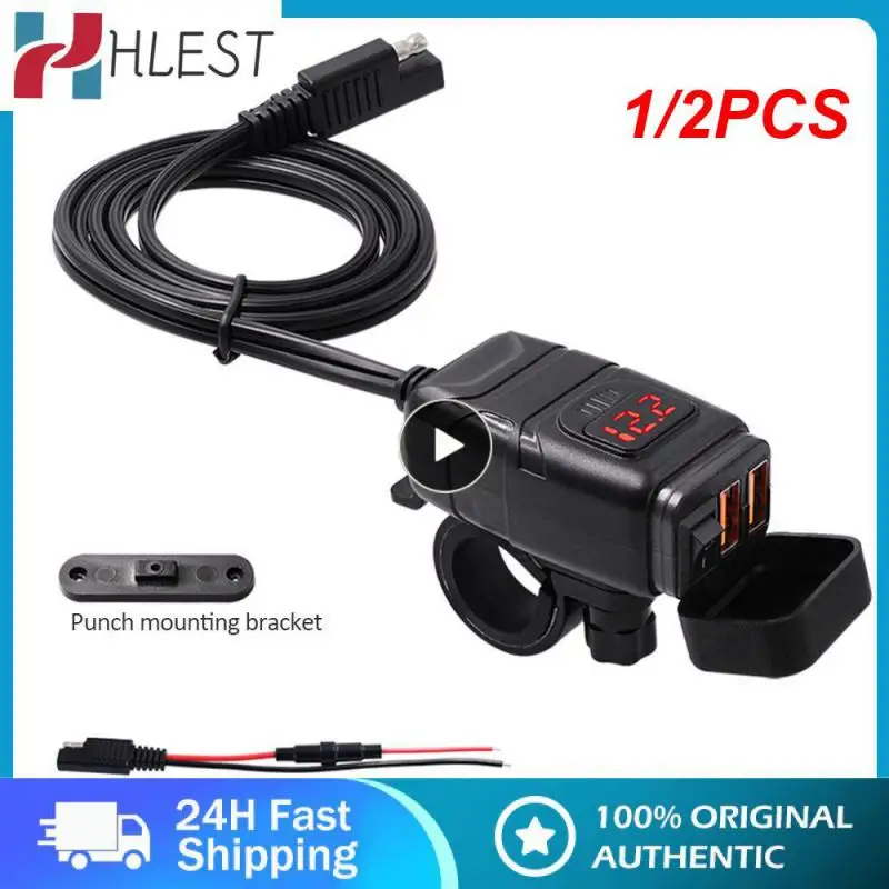

1/2PCS Vehicle-mounted Motorcycle Quick Charger Moto Accessories QC 3.0 Dual USB Charger Digital Voltmeter Adapter Waterproof