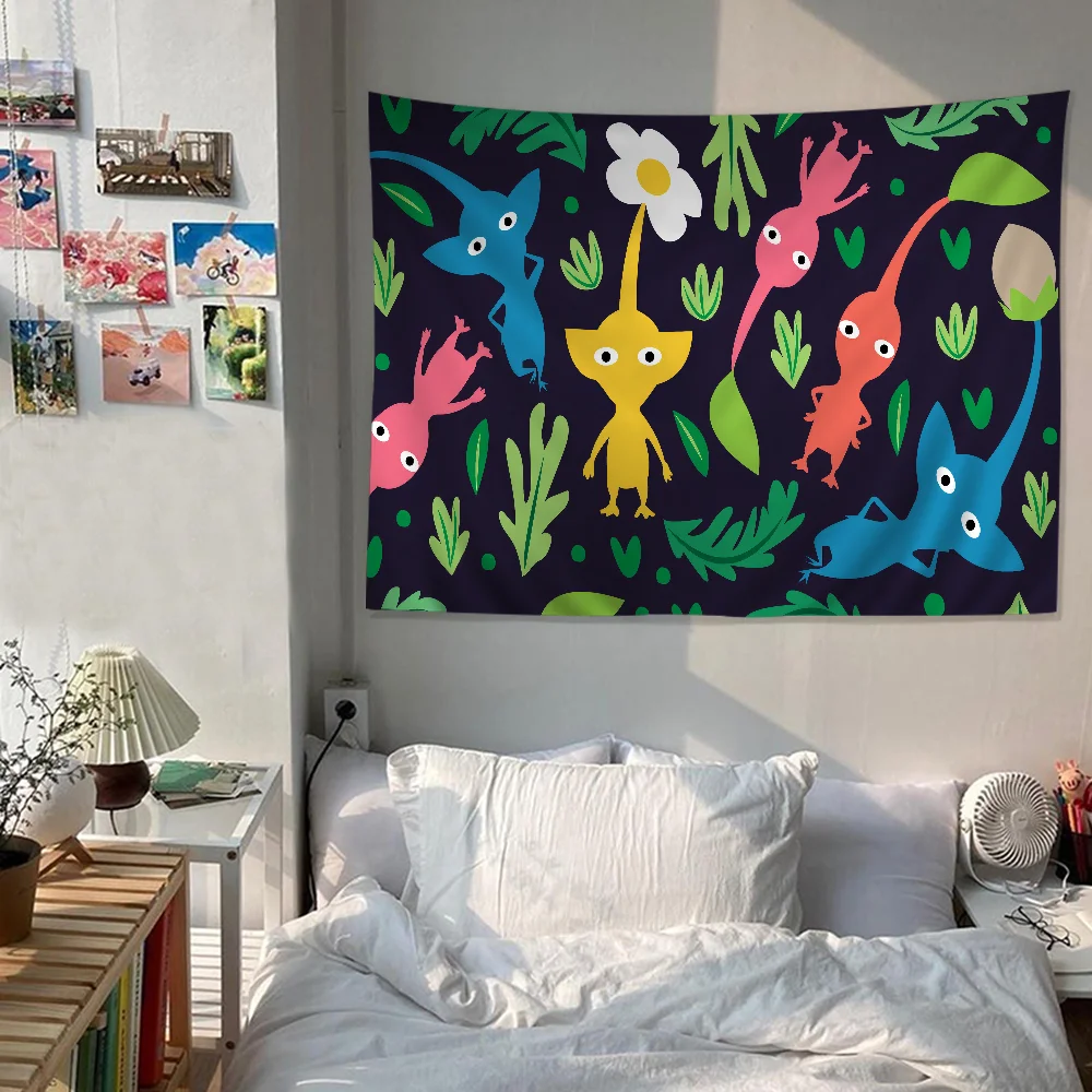 Pikmin Game Tapestry Anime Tapestry Hanging Tarot Hippie Wall Rugs Dorm Wall Hanging Sheets